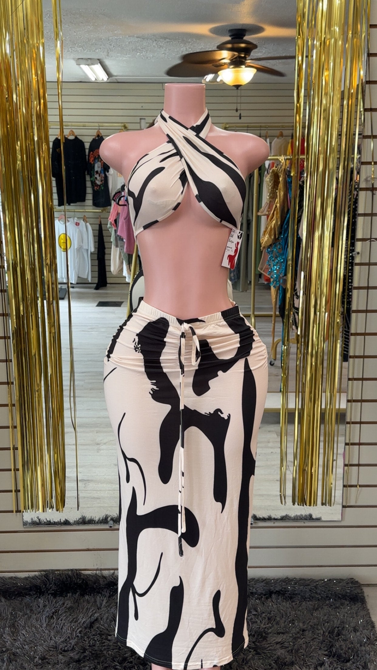 White Animal print 2 piece set