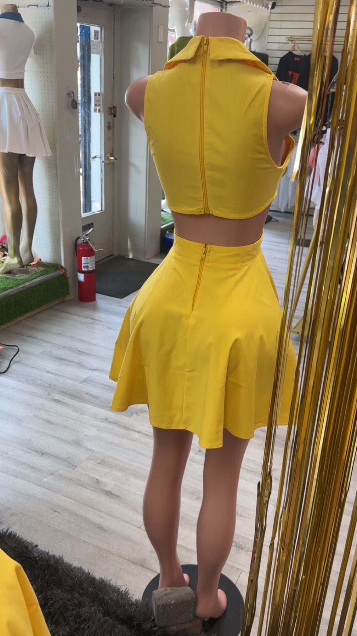 Golden Glow Cutout Mini Dress