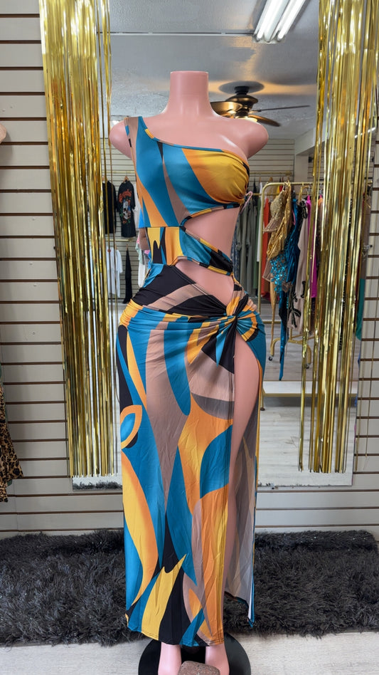 Bold Tropic Cutout Maxi Dress