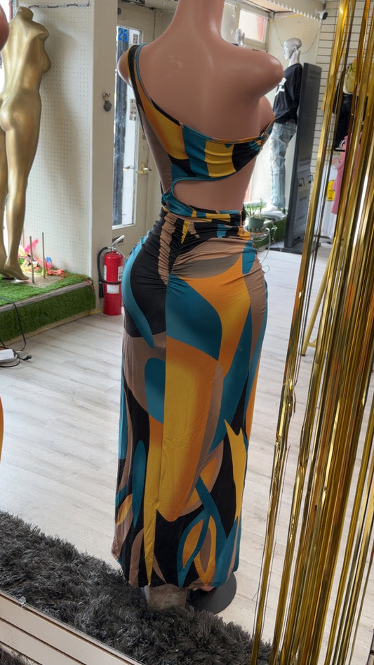 Bold Tropic Cutout Maxi Dress