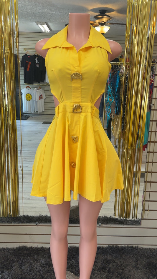 Golden Glow Cutout Mini Dress