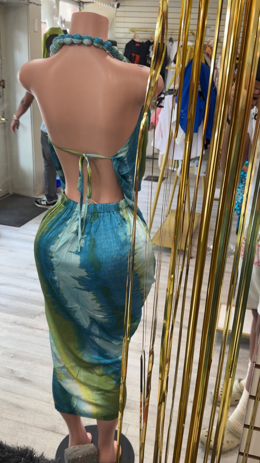 Ocean Breeze Draped Maxi Dress