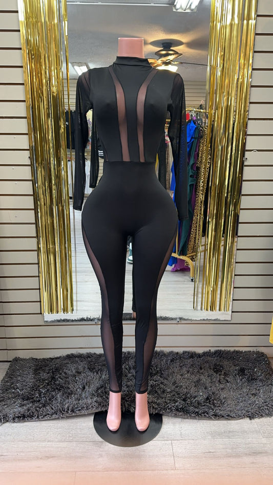 Jumpsuit negro con transparencia  One size